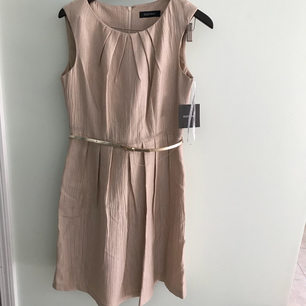 Ellen Tracy Pleated Belted Dress Sz 8 NWT